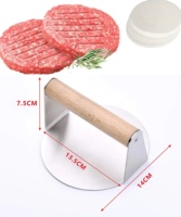 Presse à hamburger de luxe en acier inoxydable manche rond en bois grils faciles à nettoyer ensemble d'outils de plaque chauffante extérieure accessoires de barbecue
