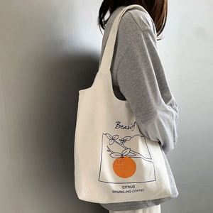 Bolsa de Compras de Hombro de Algodón Reutilizable al Estilo Japonés para Estudiantes, Linda Bolsa de Lona Orgánica con Estampado de Dibujos Animados - Product Image 2