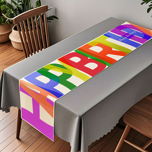 <span class=keywords><strong>Chemin</strong></span> de <span class=keywords><strong>Table</strong></span> de <span class=keywords><strong>joyeux</strong></span> <span class=keywords><strong>anniversaire</strong></span> en polyester coloré pour décor de salle à manger de cuisine à usage domestique intérieur et extérieur pour Noël - Product Image 2
