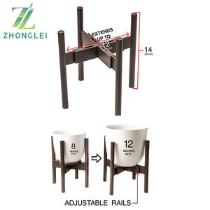 Usine de bambou Stand <span class=keywords><strong>Support</strong></span> De <span class=keywords><strong>Jardinière</strong></span> Marron Foncé Intérieur Extérieur avec Pot De Fleur Coaster <span class=keywords><strong>Réglable</strong></span> Largeur 8-12 Pouces - Product Image 3