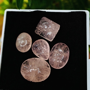 Mughal tallado a mano impecable bebé rosa morganita piedra preciosa AAA + grado 5 uds lote para la fabricación de joyas 6mm de altura - Product Image 4