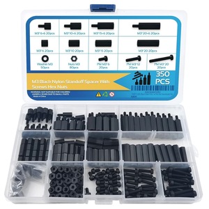 Kit de tornillos espaciadores de nailon negro M3, tuercas hexagonales, 350 piezas con arandelas para montaje de electrónica - Product Image 1