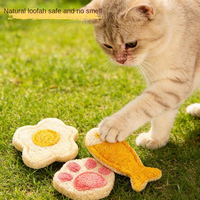 Éponge naturelle en loofah, petite et mignonne, jouet pour chat/chien, résistant aux morsures, interactif, pour le nettoyage des dents, soulagement pour chatons/chiot