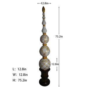 Ornement décoratif de luxe blanc et or avec base en bois - Ornement sur pied orné pour une décoration élégante de la maison et des événements - Product Image 4