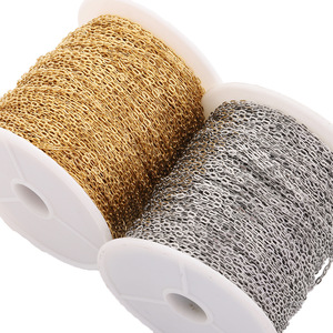 Cadena Plana de Acero Inoxidable de 1.5mm Color Dorado para Fabricación de Pulseras, Accesorios de Joyería DIY - Product Image 5