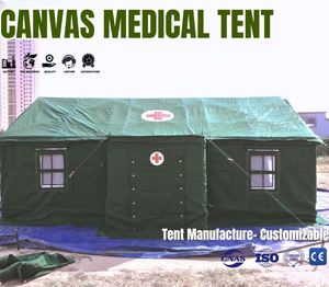 Good Custom Durable Heavy Duty Tenda Waterproof <b>Canvas</b> Four-season Tactical Outdoor Medical Tent Steel Tube <b>Frame</b> One Bedroom - Product Image 3