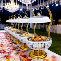 Plat de service en acier inoxydable 8,0 L – Chauffe-plats pour buffet de mariage, usage domestique et commercial – Vaisselle blanche pour hôtel