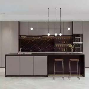 Ensemble de meubles de cuisine modulaire de style italien, design moderne de luxe, évier, robinet en marbre artificiel, meubles en mélamine - Product Image 1