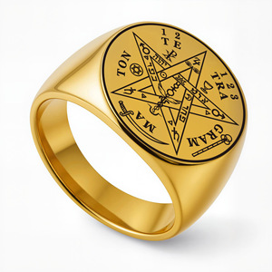 Anillo de Sello Personalizado de los Siete Arcángeles, Anillo de Acero Inoxidable Grabado a Medida, Talismán Oculto para Hombre - Product Image 2