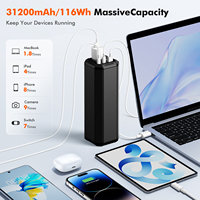 Paopaoyu N55 OEM ODM PD 65W Yüksek Kapasiteli Dizüstü Bilgisayar Güç Bankası 112Wh 31200mAh 21700 Pil LED Ekranlı USB Hızlı Şarj AC 110V