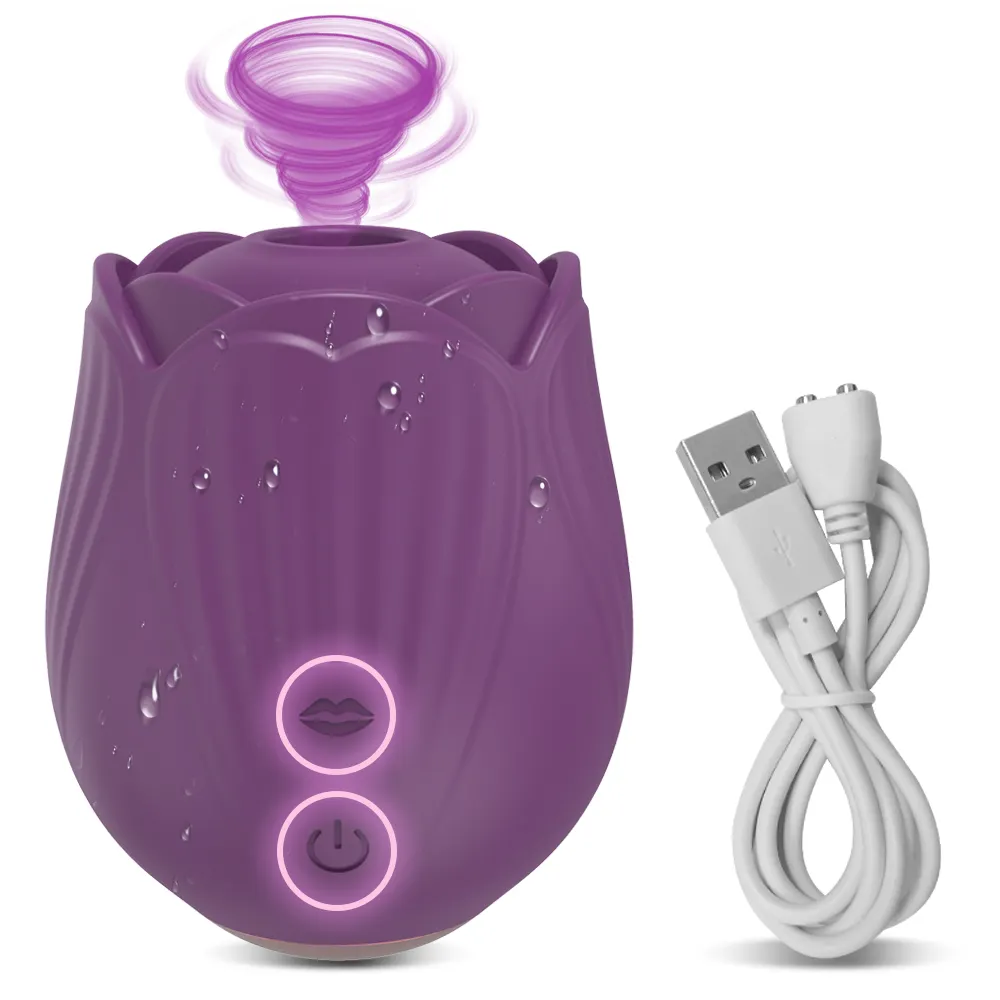 ไวเบรเตอร์ระบบ G-Spot 2 In 1,เครื่องสั่นระบบกลีบกุหลาบสำหรับผู้ใหญ่จุดสุดยอดการสำเร็จความใคร่เร็วสำหรับผู้หญิง