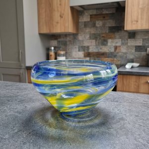 Hand-painted <b>Glass</b> Fruit Vase Decorative <b>Serving</b> Table Centerpiece for Home Wedding Decor Uttar Pradesh Shri Govind - Product Image 2