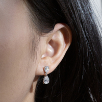 Pendientes de Oro Blanco de 9K con Diamante de Laboratorio en Forma de Pera de 1 Quilate, Modelo MSE-719 de Messi Jewelry, en Existencia