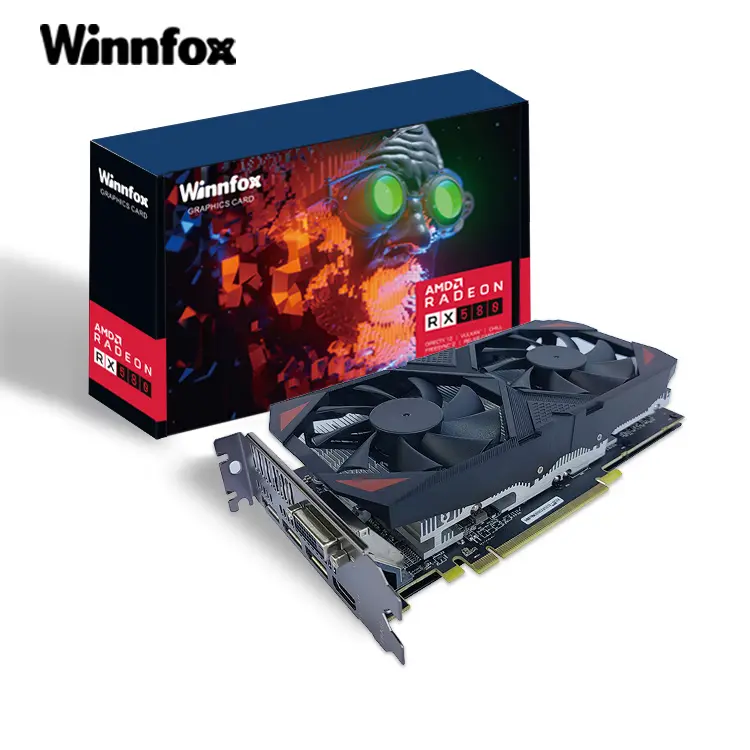 WINNFOX RX580 8GB DVI DP HDM1 komputer permainan kartu video rx 580 GDDR5 256 bit kartu grafis