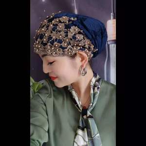 Chapeau musulman Baotou pour femmes, nouveau design <span class=keywords><strong>2022</strong></span>, vente chaude, chapeau à perles de prune, chapeau à vis, chapeau brodé à perles - Product Image 4