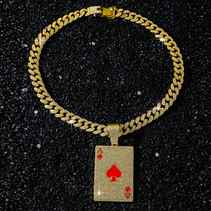 Collar con Colgante de Póker de Aleación de Diseño Innovador 2026, Estilo Hiphop, Collar Geométrico Punk para Hombre, Joyería al por Mayor - Product Image 6