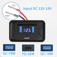 Chargeur de voiture USB double QC3.0 & PD 3.0 avec panneau de commutation RV, prise murale avec couvercle étanche pour bateau marin 12V A