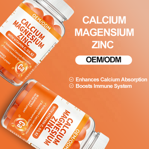 Kalsiyum Magnezyum Çinko Jelibonları C Vitamini D3 K2 Portakal Aromalı 60 Jelibon Yetişkinler İçin Geliştirilmiş Kemik Yoğunluğu Bağışıklık Güçlendirici Özel Etiket - Product Image 2