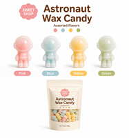 Bonbons en cire en forme d'astronaute, 500g, en sachet souple, saveurs fruitées, couleurs assorties, vente en gros