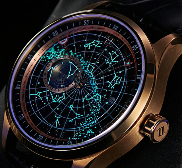 Affordable Rose Gold Vintage Starry Sky Automatic Dress Watches For Men Luminous Leather Mechanical Wristwatch Customized Logo