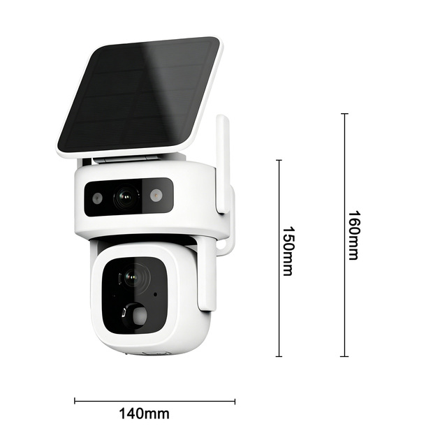 TUYA 4MP Night Vision WIFI Solar Powered Wireless IP Camera with Dual Lens WiFi Outdoor CCTV Solar Security Camera