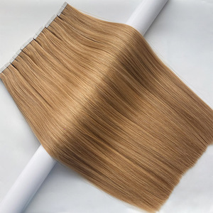 Estensioni di <span class=keywords><strong>Capelli</strong></span> Vergini Russi a Doppia Trama con Cuticola Intatta, Stile Liscio Setoso, Ondulato o Crespo, Remy con Nastro Invisibile per Uomini e Donne - Product Image 4