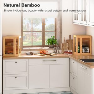 Lớn <span class=keywords><strong>2</strong></span> Tier tre góc bánh mì container bin với Acrylic cửa ra vào cho nhà bếp Countertop góc bánh mì hộp - Product Image 5