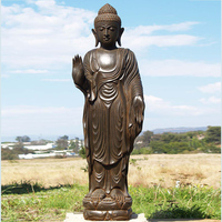 Grande Statue de Bouddha en Cuivre, Bronze et Or, Sculpture Religieuse Fengshui en Laiton à Vendre