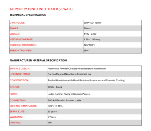 Chauffage électrique infrarouge portable mural 70W, mini, sans cadre, en verre, étanche, à chauffage rapide, avec protection contre la surchauffe - Product Image 5