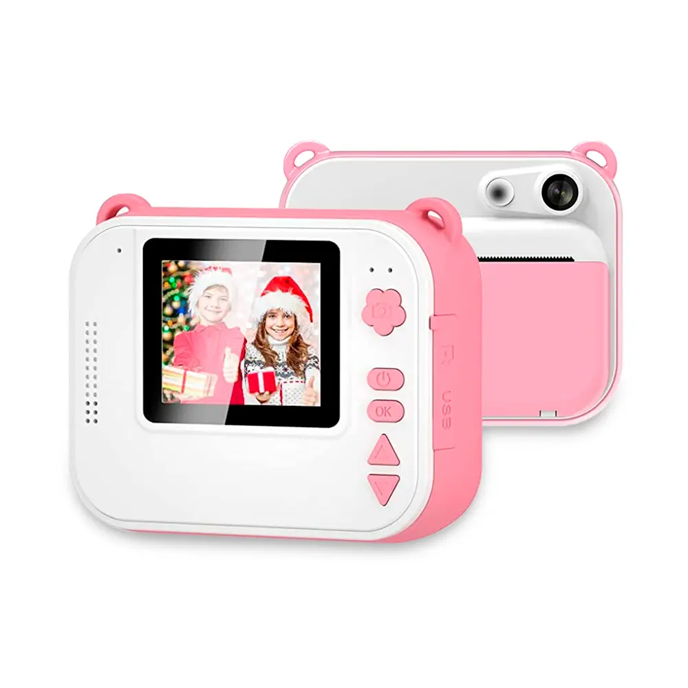 Bambini 1080p HD fotocamera con stampa istantanea ragazzo ragazze regalo di compleanno bianco grigio stampa videocamera digitale