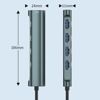Nouveauté - Hub USB C 4 en 1 en alliage d'aluminium avec 4 ports USB 3.0 5 Gbps et port d'alimentation pour ordinateur portable, PC, MacBook, Surface