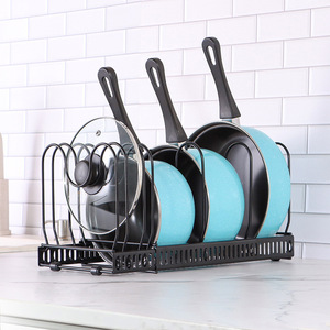 Pot Lid Pan Organizer Storage Kitchen Dish Drying Rack Tableware Holder Accessories Extended Iron Dish Shelf Stand Tray Cabinet