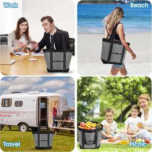 Insulated Cooler Bag Reusable 30 Cans Insulated Bag Soft Portable Grocery Bags for Shopping Food Travel Beach Camping - Product Image 6
