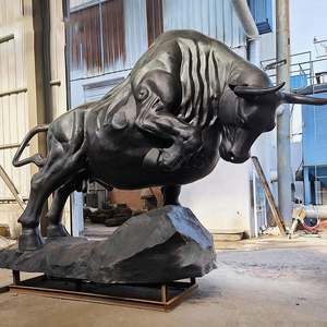Statue de taureau de Wall Street grandeur nature en <span class=keywords><strong>bronze</strong></span>, sculpture d'animal en laiton pour jardin extérieur, produit artisanal en métal - Product Image 6