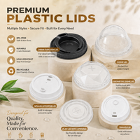 Couvre-gobelets en plastique PP robustes, couvercles jetables anti-fuite, couvercles personnalisés avec logo imprimé pour les gobelets de thé au lait et de boissons aux fruits