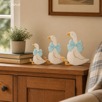 Ensemble de figurines d'oies en bois personnalisées OEM, vente en gros, décoration de table d'anniversaire style ferme, cadeau