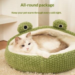 Cama Cálida para Perros y Gatos con Diseño de Rana Pequeña, Casa para Mascotas de Invierno y Otoño, <span class=keywords><strong>Cueva</strong></span> Suave de Felpa para Gatos y Perros Pequeños - Product Image 2
