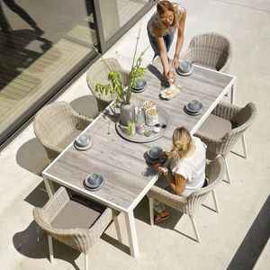 Divano da Esterno per Spiaggia e Tempo Libero, Protezione Solare, Impermeabile, Sedia in Vimini, Mobili da Giardino in Vimini Intrecciato e Legno Massello di Teak per Villa - Product Image 2