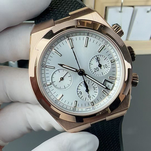 นาฬิกาข้อมือผู้ชายสุดหรู ดีไซน์แรงบันดาลใจจาก Haute Horlogerie หน้าปัดสีขาว โครโนกราฟ ตัวเรือนโรสโกลด์ สายสตีล เข็มเรืองแสง ระบบอัตโนมัติ กันน้ำ - Product Image 1