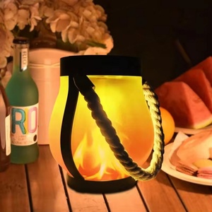 Lampe solaire en jute Shingel, rechargeable par USB, pour décoration extérieure de cour, étanche, suspendue, éclairage multifonctionnel - Product Image 1