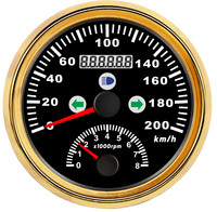 Speedometer GPS ECMS PMG3-WS-200KL Baru 200KMH dengan Lampu Sein, Lampu Jauh, Tachometer 8000 RPM, LED Merah, Tahan Air IP67