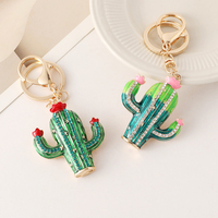 Nouvel Arrivage en Gros : Pendentif de Sac à Main Coloré en Strass, Accessoire de Sac Cactus Cartoon, Décoration Exquise, Porte-clés de Voiture
