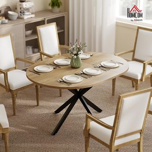 Mesa de Comedor Redonda SENYU Homecom de 135 cm con Tapa de Madera y Patas de Metal, Diseño Moderno y Minimalista, 6 Plazas, Mueble Estable para el Hogar - Product Image 5