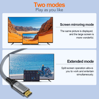 Cable de malla de algodón chapado en oro de 8K y 60Hz para cable de vídeo HDMI, cable de audio y micrófono para PC/monitor de ordenador portátil