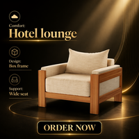 Fauteuil d'appoint moderne en tissu rembourré avec structure en bois pour villa, appartement, hôtel