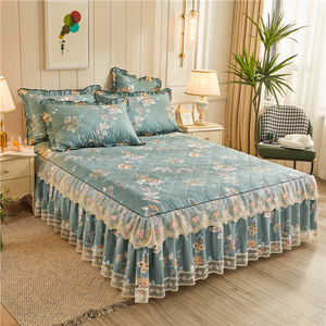 <span class=keywords><strong>Set</strong></span> di Biancheria da Letto in Stile Coreano con Copriletto Ricamato in Pizzo Floreale e Gonna Letto Confortevole - Product Image 2