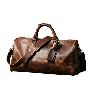 Sacs de voyage vintage en cuir véritable unisexe B S International, très demandés, durables, avec logo personnalisé, fermeture éclair, légers, 7 pouces - Product Image 2