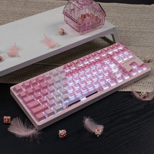 Bạc Hà kẹo tuyết núi dâu nhịp tim Gradient màu hồng trong suốt Bàn Phím Cơ khí Keycaps tùy chỉnh toàn bộ PBT + PC - Product Image 5