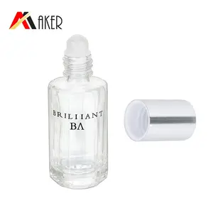 Toptan 10ml boş şeffaf deodorantı parfüm cam rolon şişe ile cam rulo top ve gümüş vidalı kapak