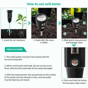 Soil Moisture PH Meter 2 in 1 Moisture Analyzer Acidity Tester Metal Probe Detector Monitor für Planting Garden Measurement Tool